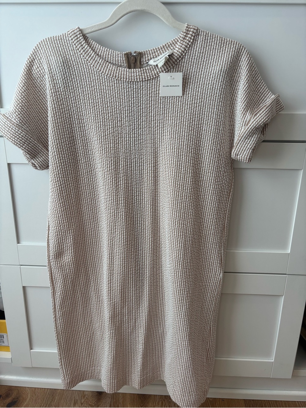 NWT Club Monaco Beige seersucker dress Small